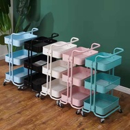 3-tier kitchen utility trolley storage rack beauty salon storage trolley with handle