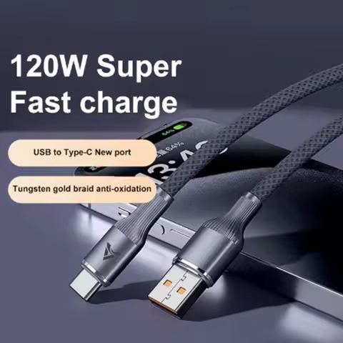 120W USB A To Type C Fast Charge Braided Data Cable Quick Charge 3.0 Phone Cord For iPhone Samsung X