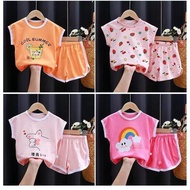 （8m-8Y）Korean  Baby Kids Clothes Set T-Shirt+Pant Boy Summer Cartoon Cotton Outfits