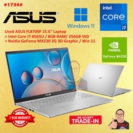 #1734 Used ASUS FL8700F intel i7-8565 8GB 256GB SSD Nvidia Geforce MX230 2GB Win11 15.6" inch TRADE 