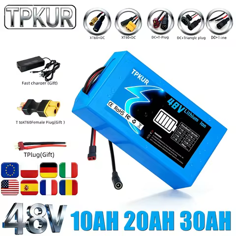 Multi-Capacity 18650 Lithium Battery Pack 48V 13S/2P/4P/6P Complete BMS & Fast Charger Compatible 10