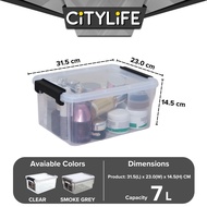 Citylife 7L Widea Transparent Storage Box Stackable Storage Container Box - M X-6318