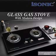 🔥Free Bubble Wrap🔥iSonic IGB-002 Built-in Tempered Glass Stove 2 Burner Gas Hob