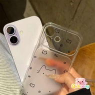 Line Cat Semi Clear Phone Case For OPPO A80 A98 A96 A60 A78 A95 A94 A92 A79 A77 A77S A76 A74 A73 A72