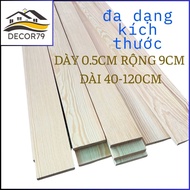 Pine wood bar 0.5x9cm - natural wood - beautiful flat - 0.4m to 1.2m long