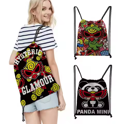 Japan Fashion H-Hysteric M-Mini Drawstring Backpack Sports Gym Bag For Women Men Sackpack Personaliz