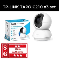 [Bundle Set] TP-Link Tapo C210 x3 Set | Tapo C210 | Pan/Tilt Home Security Wi-Fi Camera | Tapo C210 TP-Link | Cloud Cameras | TP-Link | Security Camera | CCTV | Home Wi-Fi camera | C210 | Motion Detection | 128 bit AES encryption | 3x set