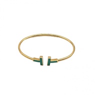 TIFFANY&CO 18K黃金綠松石黃金TiffanyT線圈手鐲中號