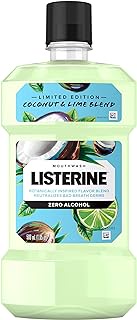 Listerine Zero Alcohol Mouthwash, Oral Rinse Kills up to 99% of Bad Breath Germs, Limited Edition Coconut Lime Flavor, 500 mL