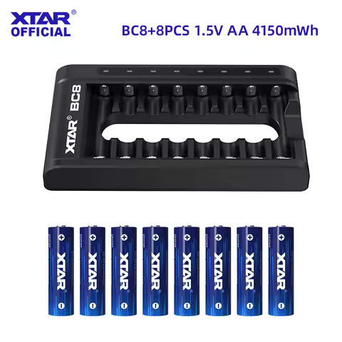 XTAR BC8 Battery Combo Set with optional 8PCS 1.5V AA 4150mWh or 8PCS 1.5V AAA 1620mWh Rechargeable