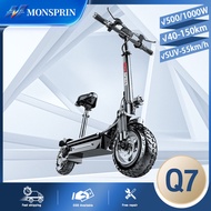 『รับประกัน1ปี』MONSPRIN Q7 สกู๊ตเตอรไฟฟ้าออฟโรดใหม่ล่าสุด รถไฟฟ้า 48V500W/1000W พับได้ ระยะวิ่ง 40-15