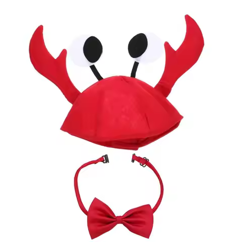 1 Set Red Wine Bow Tie Crab Lobster Hat Funny Animal Adjustable Design Crab Costume Set Fancy Dress 