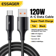 Essager 120W สายเคเบิลชนิด C ชาร์จเร็ว6A ชาร์จ USB อย่างรวดเร็ว A Type C สายเคเบิลสำหรับ Xiaomi 14/13/12/10Pro 67W/65W Redmi ซีรีส์ K70/60/50 Black Shark Black Shark 5สายชาร์จโทรศัพท์มือถือเร็ว4/3 Poco สำหรับสาย A-C Xiaomi Series