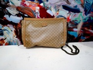 A法國中古CELINE凱旋門LOGO圖案PU手拿包包手袋 高級名牌二手古著