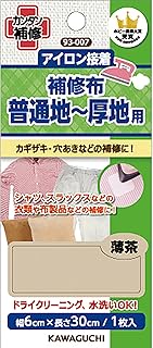 KAWAGUCHI 93-007 Repair Cloth, For Normal to Thick, Iron On, Width 2.4 x Length 11.8 inches (6 x 30 