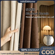 5/6/7/8/9ft 100% Langsir Blackout Curtains For Window/Door Home Decoration Thermal insulation Langsi