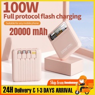 【SG】100W super fast charging Power bank with cable Digital Display Powerbank mini 20000 Mah