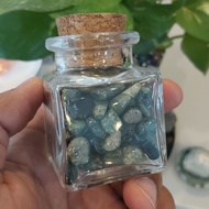 Green Agate Stone In A Glass Jar Special Edition Worth Collecting Bottle Size 6.5×4.4×4.4 Cm.