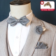 Men's Bow Tie Set Suit Pocket Square Rose Brooch Wedding Groom Groomsman Bow Korean Style Bow Tie Fashion
