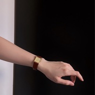 法國製 Lanvin 方形石英皮革手錶 女表