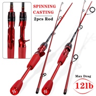 Sougayilang Fishing Rod Spinning/Casting Fishing Rod Carbon 2 Sections (1.8/2.1M/4-12lb)