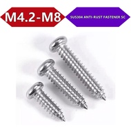 SUS304 Phillips Pan Head Self-Tapping Screws M4.2-M8 Anti-Rust Fastener 【BY-XMB】