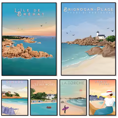 Peacock Lighthouse - Ile de Bréchart, Dinard Emerald Coast, poster Èle aux Moines - Gulf of Morbihan
