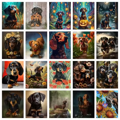 Dachshund 5D Diamond Painting Pet Dog Portrait Square Round Diamond Painting Kit 5D DIY Handmade Art