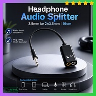 3.5mm to 2x3.5mm Audio Splitter Jack Cable 16cm FA297
