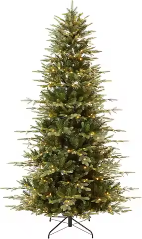 7.5ft Pre-Lit Artificial Aspen Slim Christmas Tree, Noble Holiday Décor w/ 2,136 Branch Tips, 2-in-1