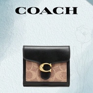 Tabby Patterned Checkered Flip-Top Cover, Coated Canvas, Wallet, Women'S Style, Brown, Yellow And Bl