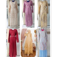 [✅Ready] Gamis Maxi Brokat Tile Malaysia / Gamis Brokat Tile Tingkat