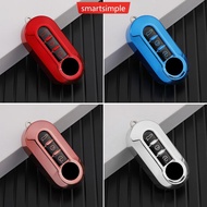 SMARTSIMPLE Car Flip Key Case Cover TPU Auto Shell Fob 3 Buttons for Fiat Ducato 500 500L Panda Gran