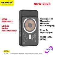 Wireless Powerbank Transparent Casing 20W PD 10000mAh Awei P159K  / Awei P131K with 4 Built-in Cables