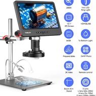 TOMLOV DM602 Pro 10.1" HDMI Digital Microscope 2000x with Boom Arm Stand, LCD Soldering Microscope w