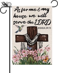 Christian Garden Flag Religious Cross Spring Vertical Double Sided Yard Outdoor Decorations 12.5 x 1