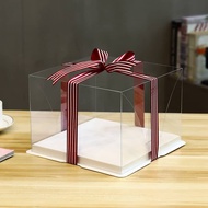 🔥READY STOCK🔥[DOUBLE TIER] Transparent Cake Box (6 &amp; 8 Inch) White Pink Black Cake Deco 2 Tier 透明生日蛋糕盒 6寸&amp; 8寸双层