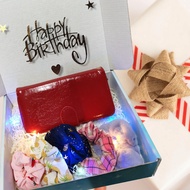 Birthday Gift For Her with Wishes Sticker and LED light | Multi-slot Purse | 5 pcs Korean Hair Tie