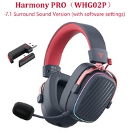 FANTECH Harmony PRO WHG02P เสียงรอบทิศทางหูฟังเกมบลูทูธ5.3หูฟังไร้สาย2.4G พร้อมไมค์ถอดได้