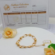 Nathan - Gelang Wanita Dewasa Sosislita Karir Lapis Emas Muda 5.0 gram Model Rantai bulat kombinasi