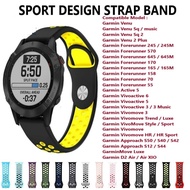 Soft Silicone Sport Strap - Garmin Venu SQ 2 Plus Vivoactive 6 5 3 Forerunner 645 570 170 245 165 70