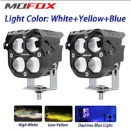 MOFOX D2-1 Laser Gun Motorcycle LED Light 80W High/Low Beam 3Color White Yellow Red/Blue Mini Drivin