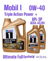 Mobil1™ น้ำมันเครื่องเบนซิน 0W-40 ขนาด4ลิตร API: SN โมบิล1 แกลลอนสีทอง เกรดสังเคราะห์แท้ 100%