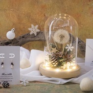 蒲公英聖誕鐘罩夜燈 + 925純銀雪人耳環/項鍊