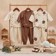 3 Sets of 6 Newborn Baby Clothes Set Long Sleeves Side Buttons Newborn Supplies Cute Gift Tops for B
