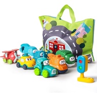 ALASOU 8 PCS Baby Cranes Car Toys with Playmat/Storage Bag|1st Birthday Gifts for Toddler Toys Age 1