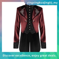 Men Victorian Medieval Coat Punk Tuxedo Halloween Cosplay Costume Tailcoat Gothic Steampunk Trench F