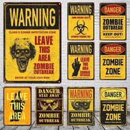 Vintage Zombie Warning  Beware of Dog Tin Signs Set  Retro No ParkingTrespassing Metal Wall Decor fo