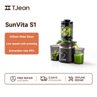 TJean 150W Masticating Cold Press SlowJuicer with 304 Stainless Steel Blade Rinse-Clean in One Go Su