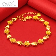 Original 100% 18K Saudi Gold Pawnable Rich Flower Bracelet Ladies Bracelet for women